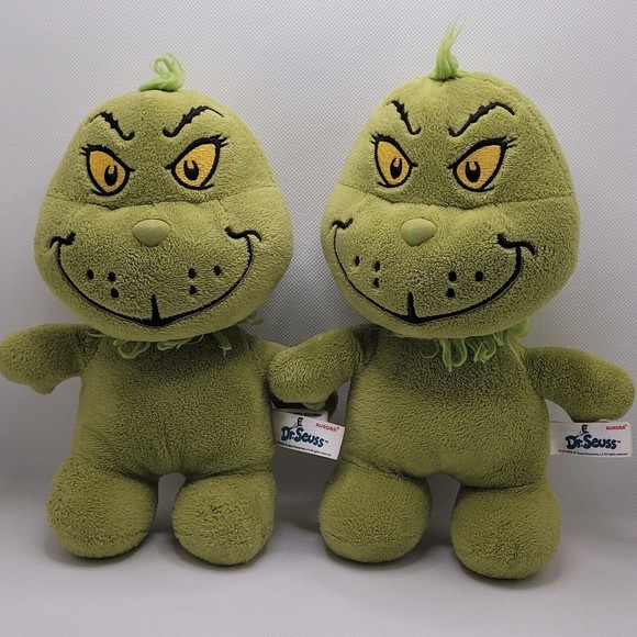 Lot Of 2 Aurora Dr Seuss Baby Grinch Stuffed Toy Plush The Grinch Who Stole... - Picture 1 of 4